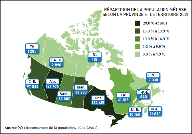 Vignette de la carte 2: Plus d'un quart de million de Métis vivent en Ontario et en Alberta
