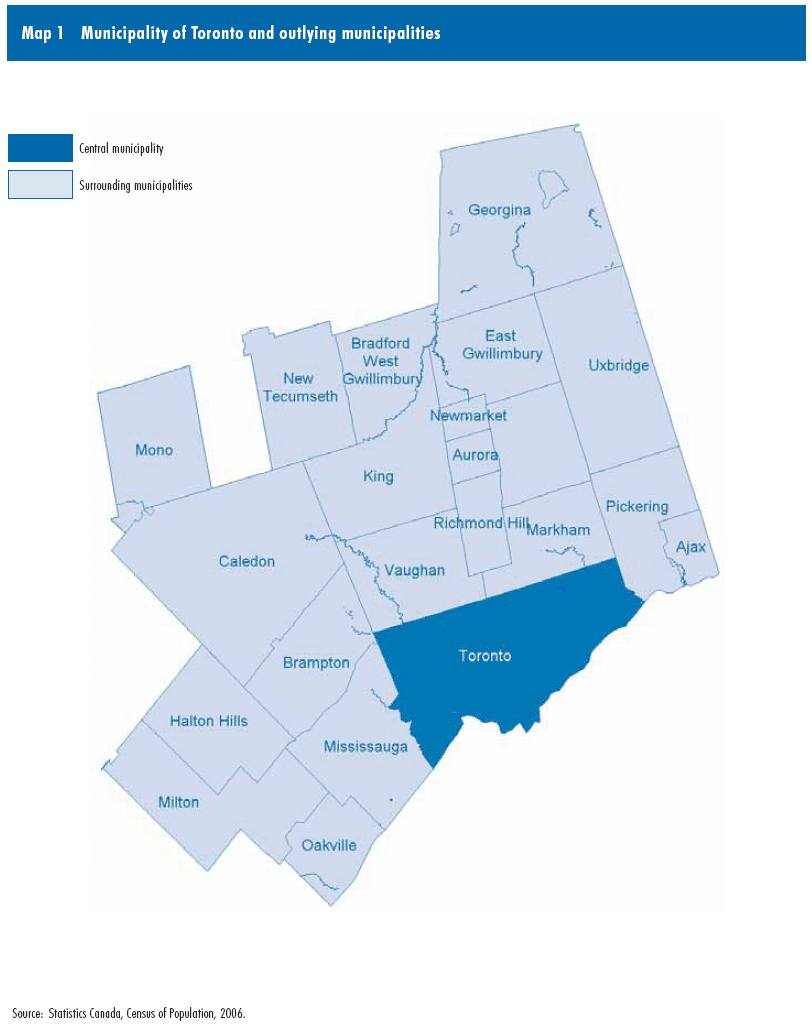 Map 1 Municipality of Toronto and outlying municipalities
