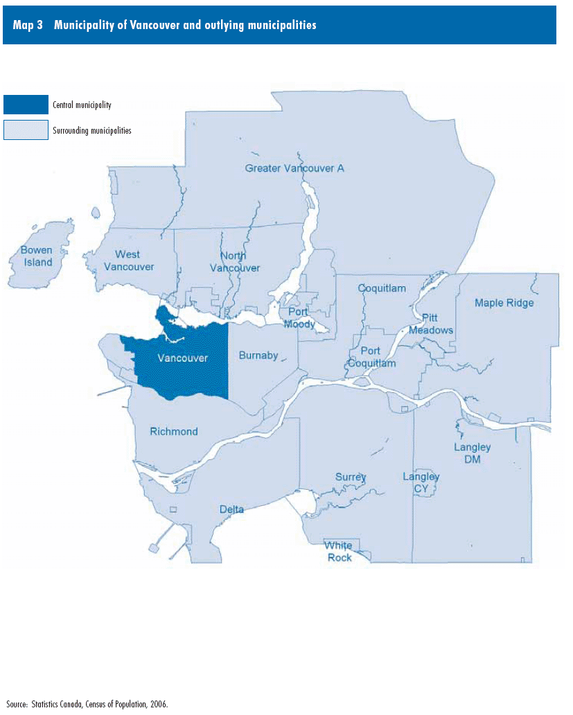 Map 3 Municipality of Vancouver and outlying municipalities