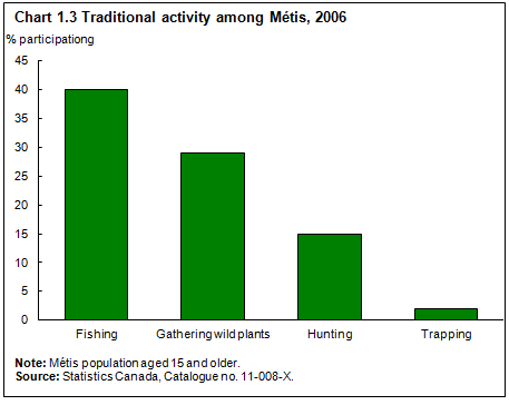 Chart 1.3 Traditional activity among Métis, 2006