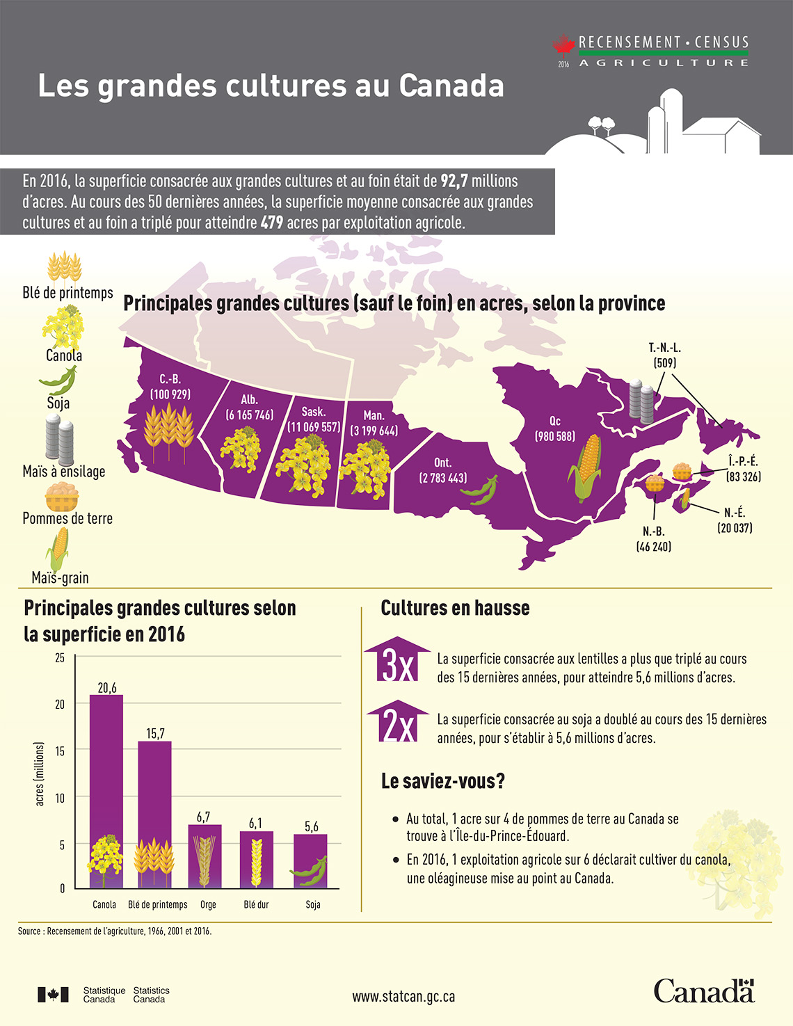 Infographie : Les grandes cultures au Canada