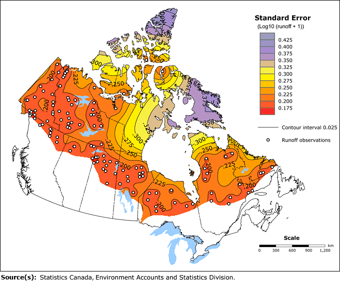 Example of standard error map of Log10 (runoff +1) for zone 4, January 1981 when the data density is high