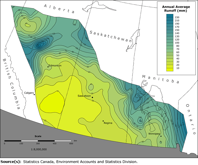 Thirty-year (1971 to 2000) estimated average runoff depth for zone 2