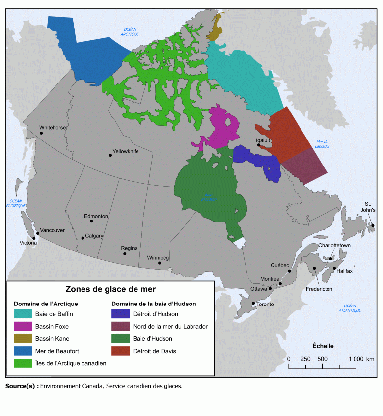 Zones et domaines de glace de mer au Canada