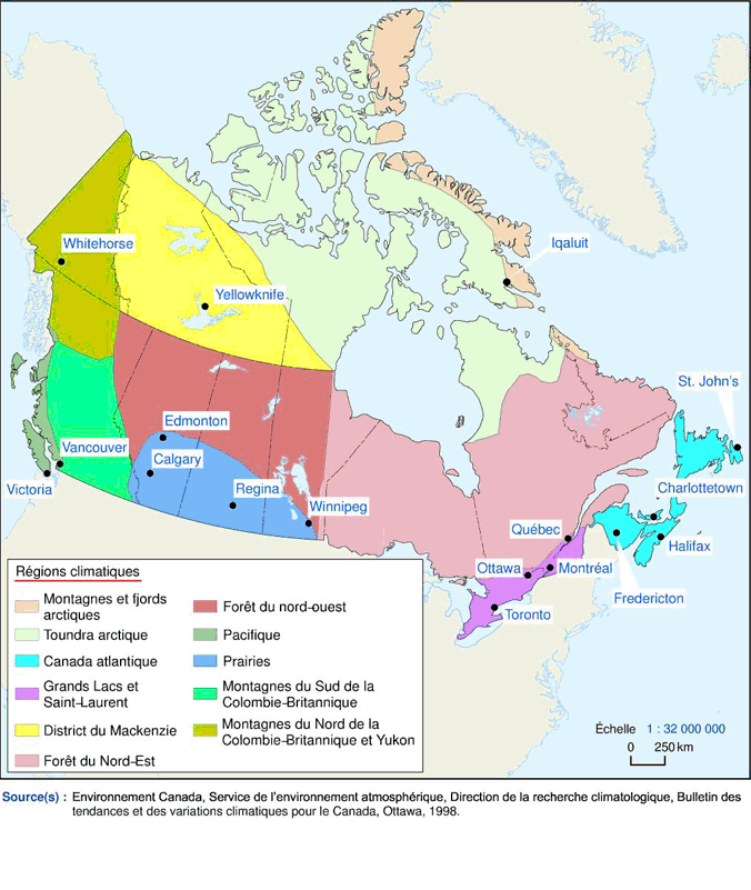 Carte 2.5Régions climatiques du Canada