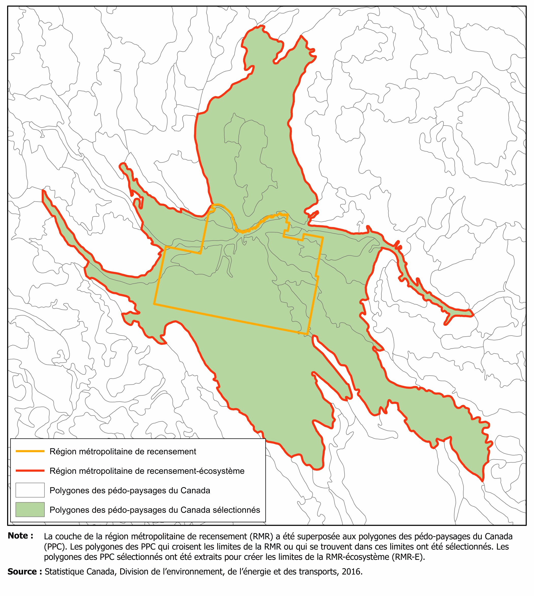 Carte B.1 Créer une région métropolitaine de recensement-écosystème