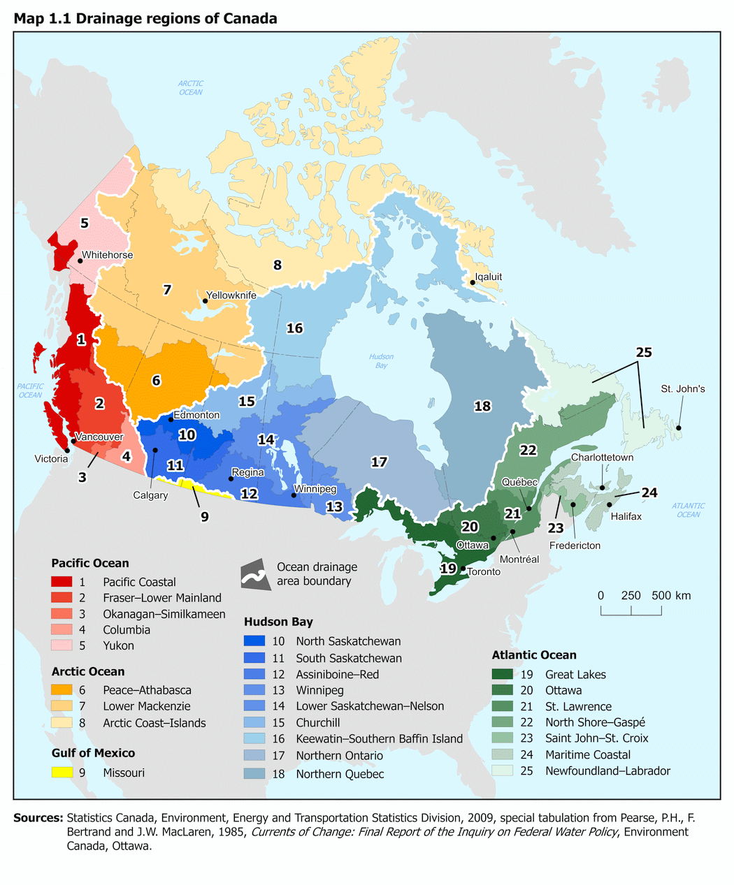 Map 1.1 Drainage regions of Canada
