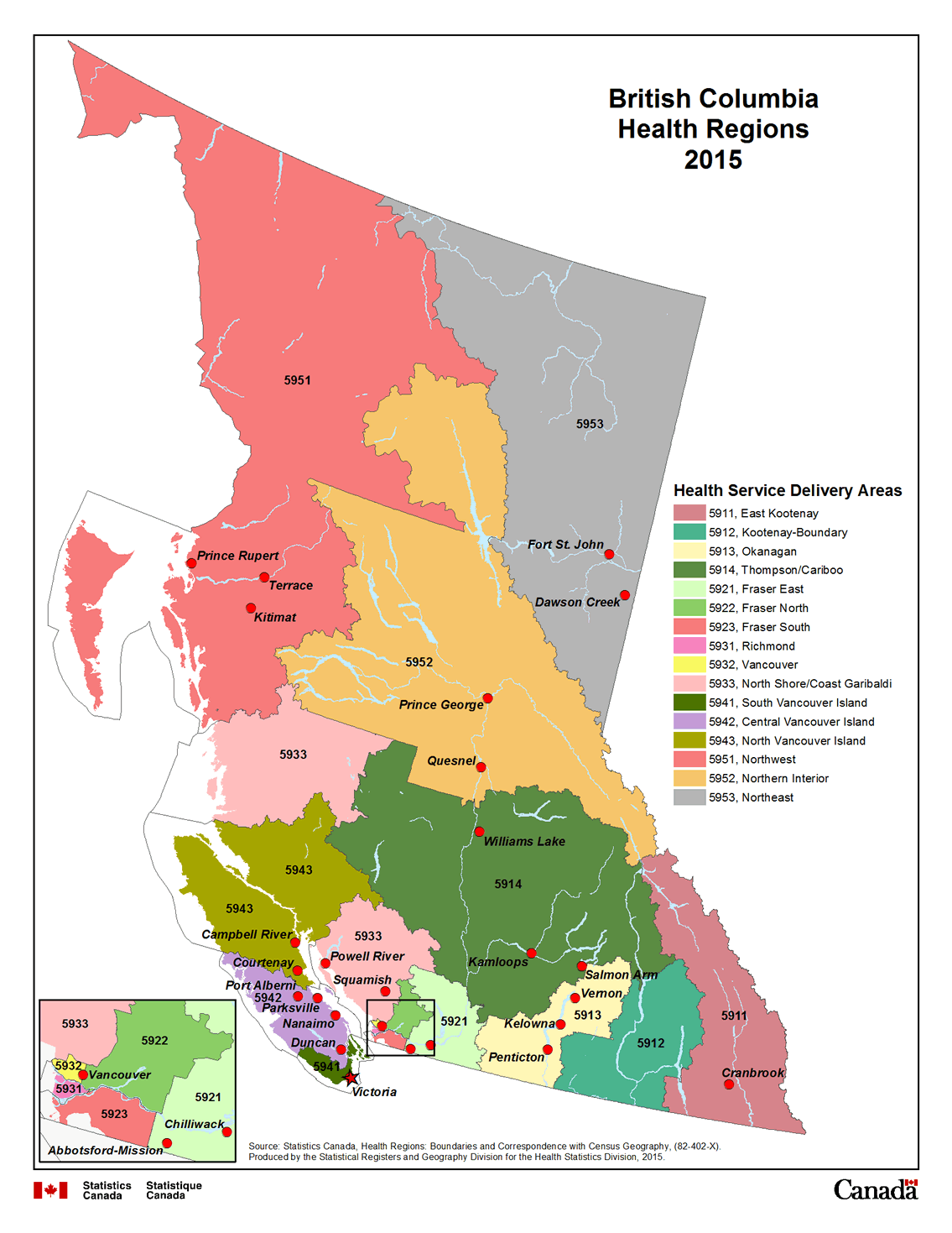 Map 12 British Columbia Health Regions, 2015