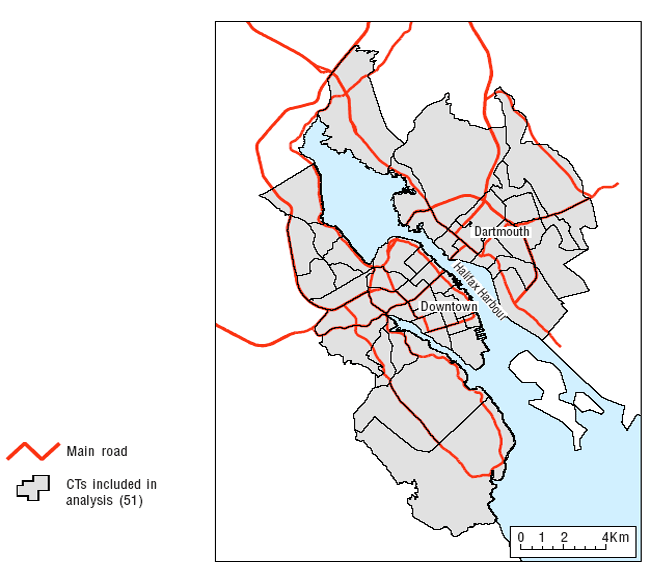 Map 2.1 Local context and census tracts (CTs), Halifax, 2001