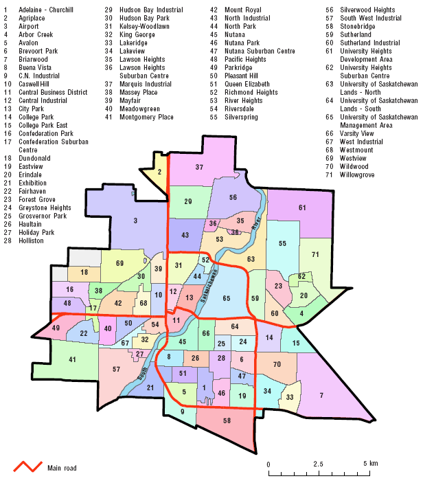 Map 2 City of Saskatoon neighbourhoods, 2007