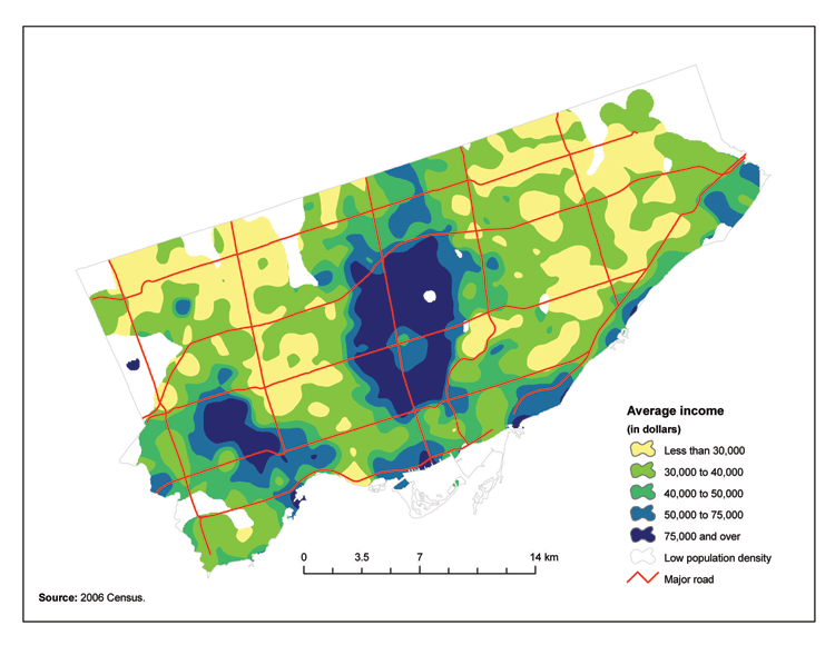 Average income, city of Toronto, 2006