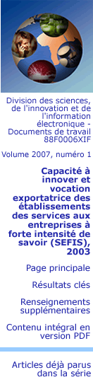 Capacité à innover et vocation exportatrice des établissements des services aux entreprises à forte intensité de savoir (SEFIS)