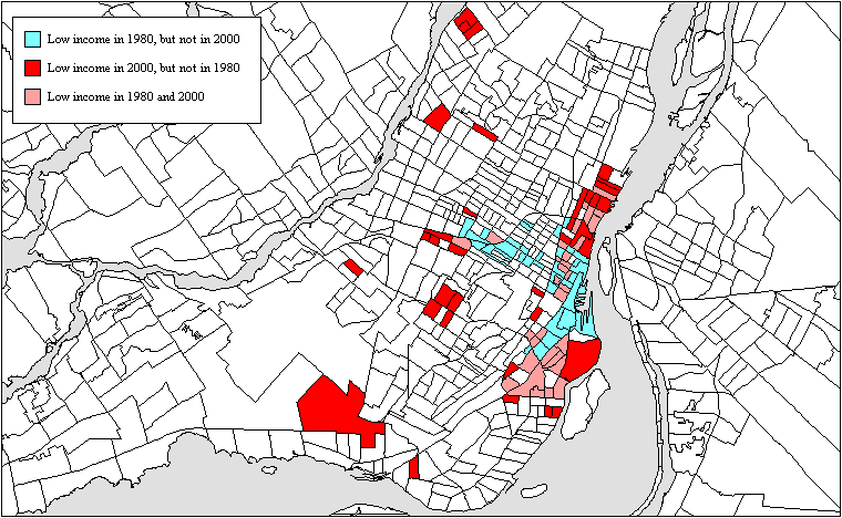 Figure 4 Low-income neighbourhoods have shifted away from the Plateau in Montréal