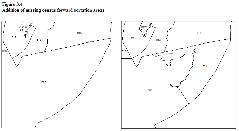 Figure 3.4 Addition of missing census forward sortation areas
