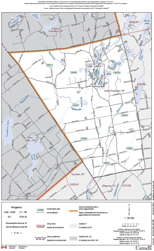 Figure 4.4  Example of a dissemination area reference map by census tracts for census metropolitan areas and census agglomerations