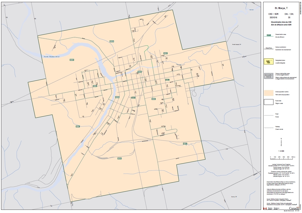 Figure 4.8  Example of a dissemination area reference map by census subdivisions for areas outside census metropolitan areas and census agglomerations