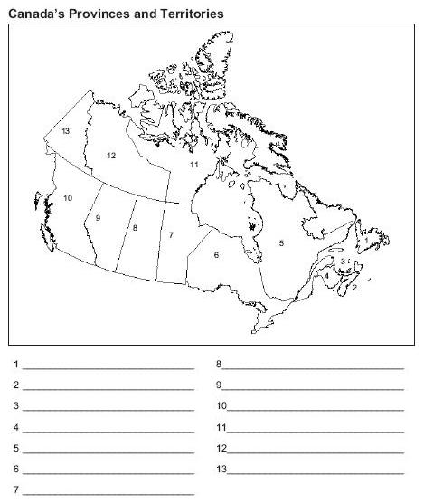 Canada For Kids Map of Canada, Identify the Provinces and the Territories