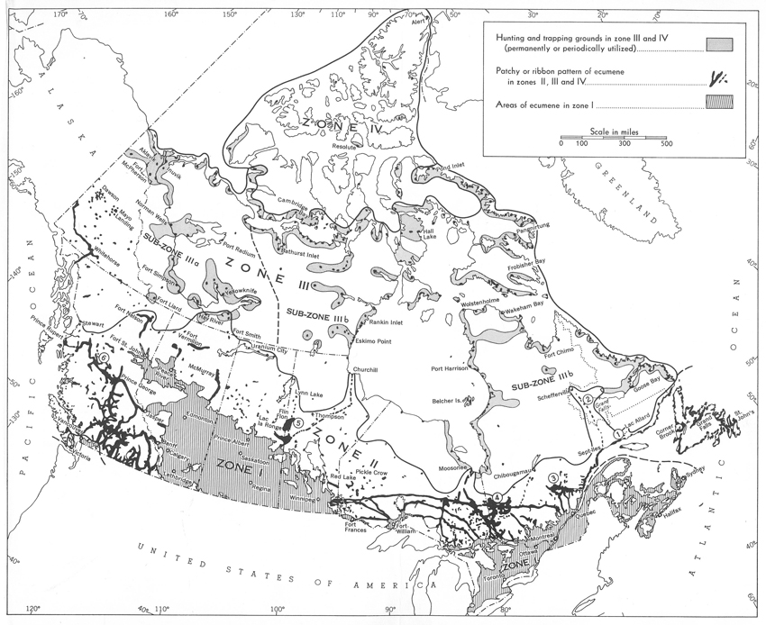 Figure 2.3 The ecumene of Canada proposed by Gajda