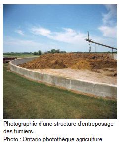 Photographie d'une structure d'entreposage des fumiers. Photo : Ontario photothèque agriculture