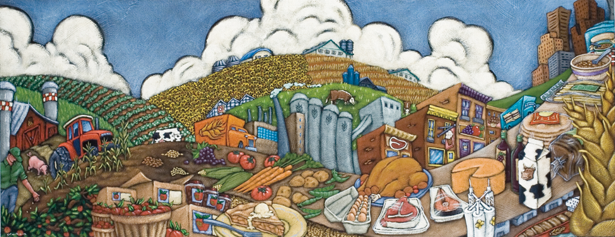 Peinture de la page couverture pour « Un coup d'œil sur l'agriculture canadienne ».