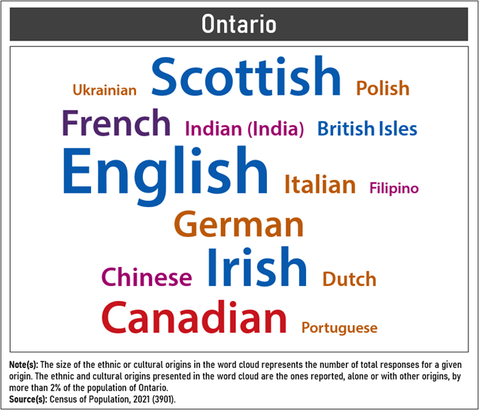 Thumbnail for Infographic 4: Most common ethnic or cultural origins reported in Ontario