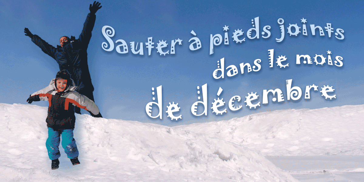 Famille heureuse sautant sur la neige sous un ciel bleu