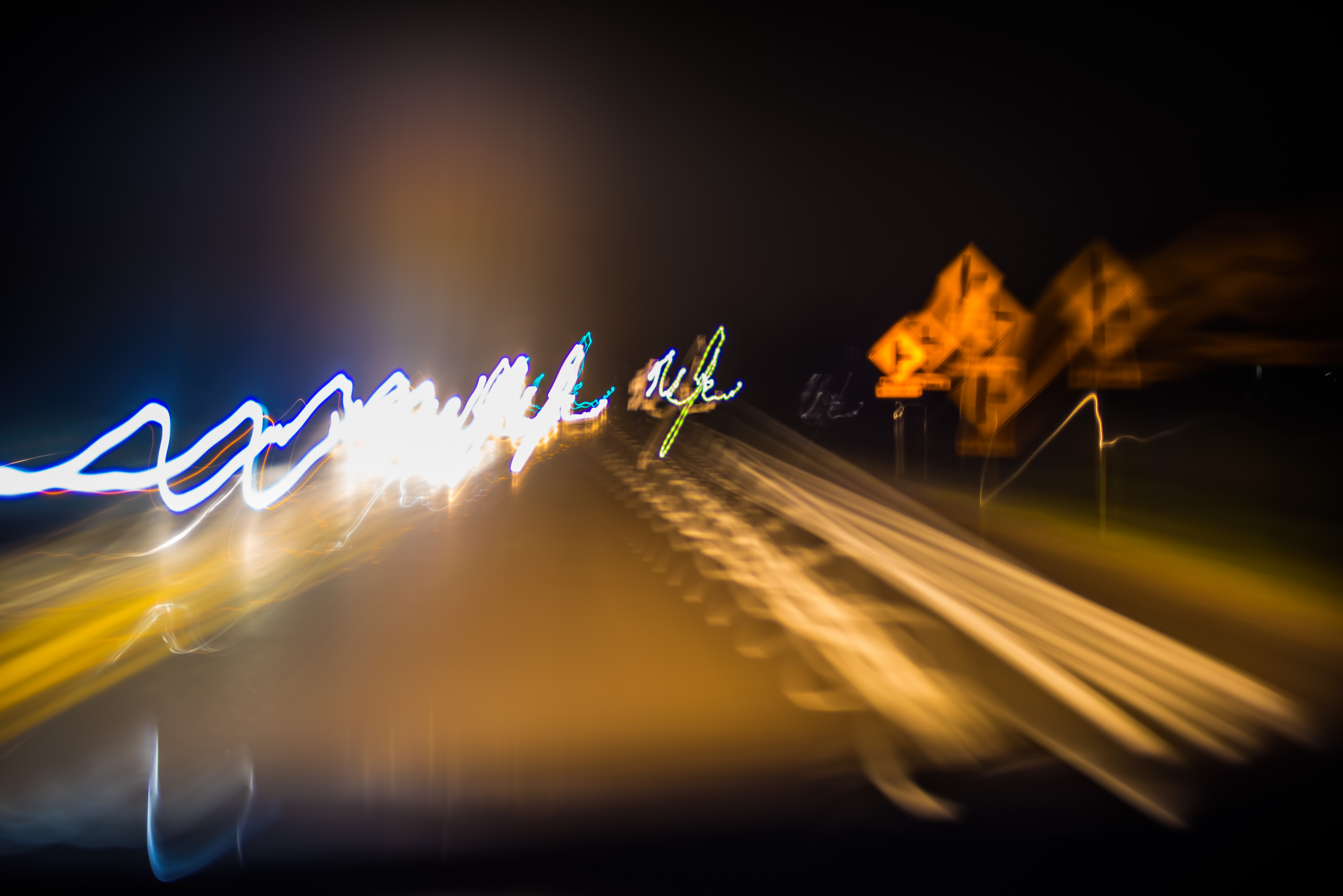 Blurred vision while driving at night, due to drug or alcohol impairment