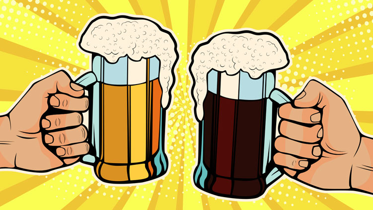 Levons nos verres trois fois pour la la bière