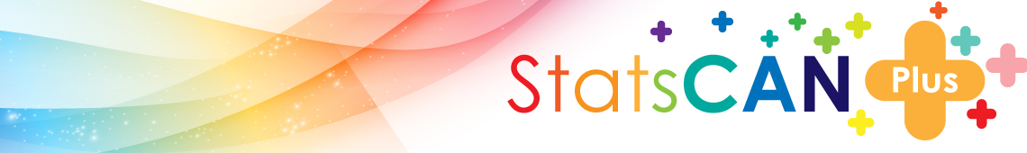 Le logo de StatsCan Plus décoré de couleurs inspirées de la fierté.