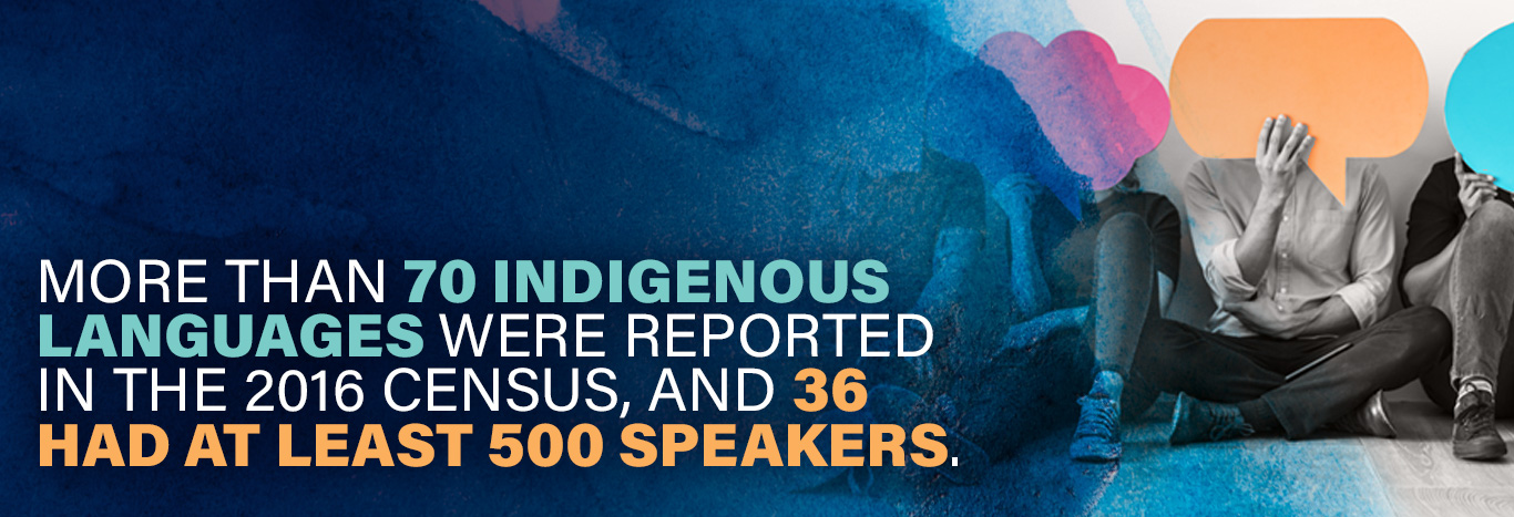  More than 70 Indigenous languages were reported in the 2016 Census, and 36 had at least 500 speakers.