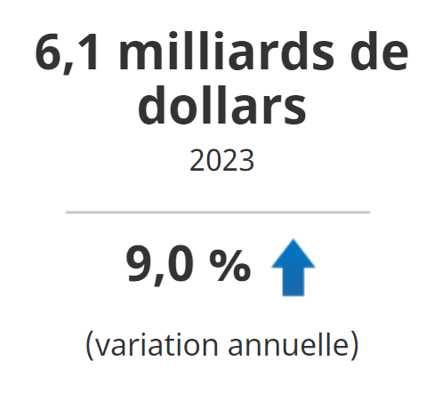En 2023, les revenus d'exploitation des autres industries d'hébergement ont progressé de 9,0 % pour se chiffrer à 6,1 milliards de dollars.