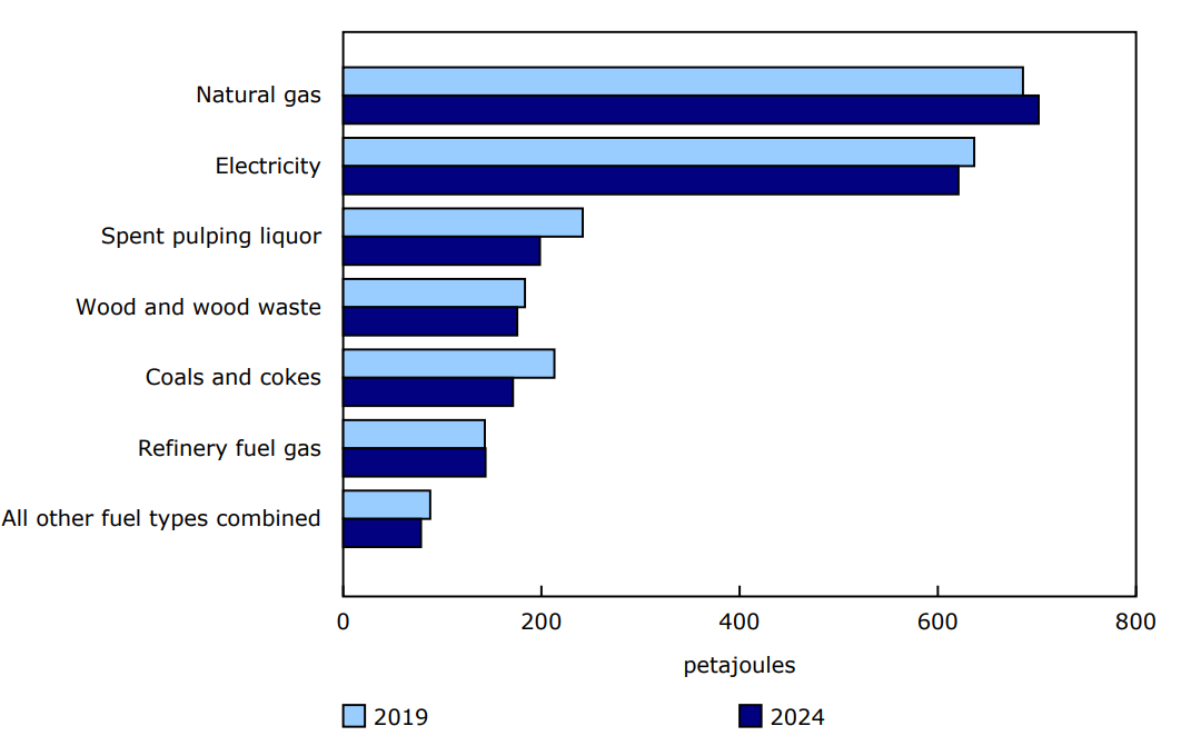 Chart 3 - Type of energy consumed by manufacturing sector, 2019 and 2024
