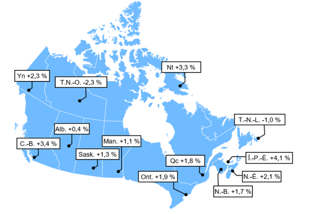 Carte 1 - Stock de capital total en 2024, croissance en pourcentage