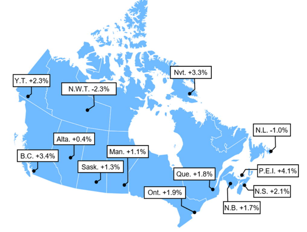 Map 1 - Total capital stock in 2024 (growth in percentage)