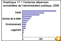 Graphique 17.1 Certaines dépenses consolidées de l'administration publique, 2009 