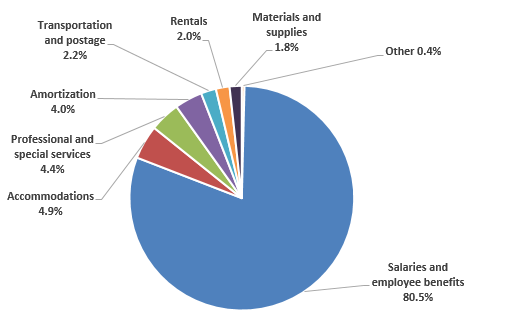 Pie chart: Gross expenditures by type - Described in following paragraph