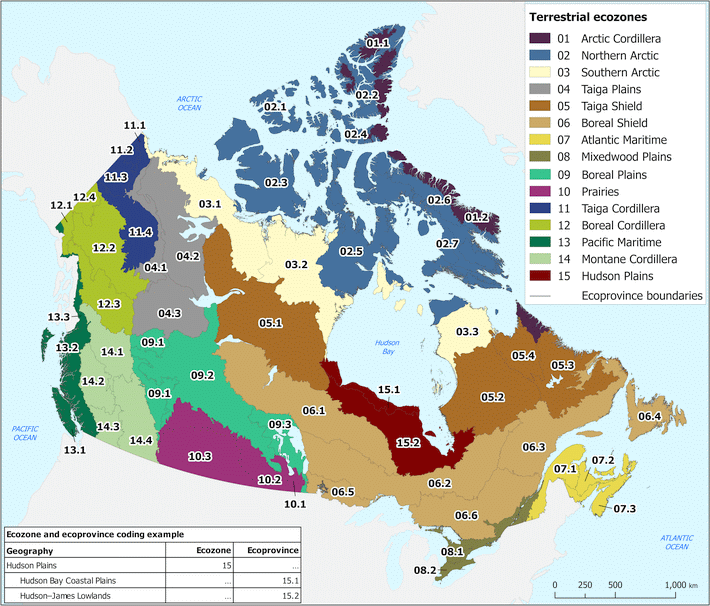 Terrestrial ecozones and ecoprovinces of Canada