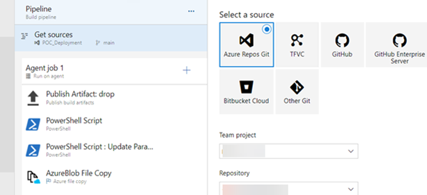 Screenshot of Pipeline components in Azure DevOps. 