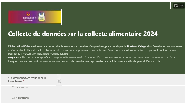 Formulaire de collecte de données pour la collecte alimentaire d’Edmonton 2024  