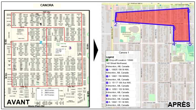 Avant et après : comparaison de la génération de cartes à l’aide du mode fixe.  