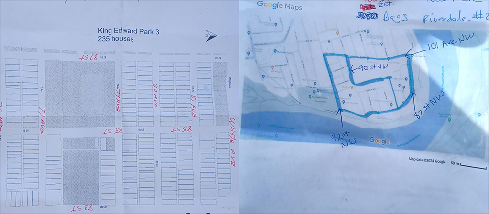 Example of Manually Printed Maps Used for Volunteer Allocation 