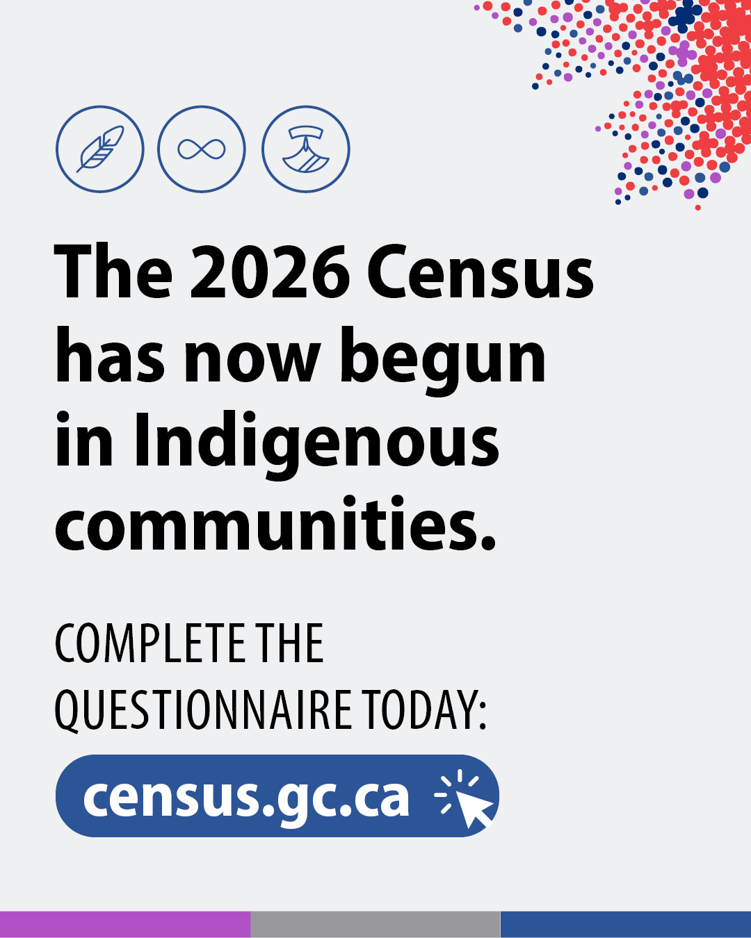 (Image of text.) The 2026 Census has now begun in Indigenous communities. Complete the questionnaire today: census.gc.ca