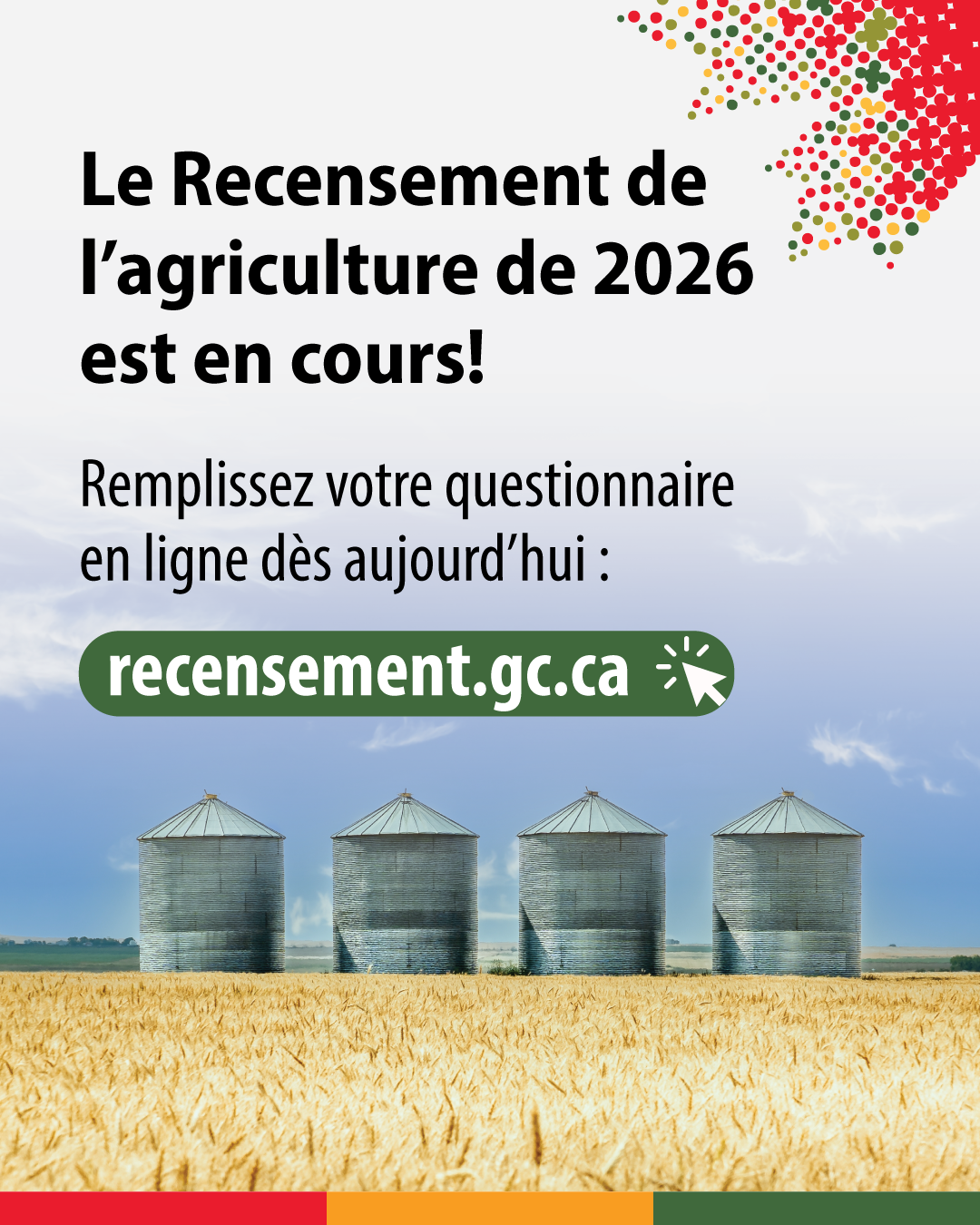 Le Recensement de l’agriculture de 2026 est en cours! Remplissez votre questionnaire en ligne dès aujourd’hui : recensement.gc.ca