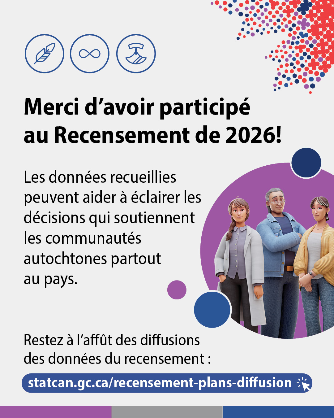 (Illustration d'une main sélectionnant une réponse à une question du recensement sur un téléphone intelligent.) Le Recensement de 2026 est un cour! N'oubliez pas de remplir le questionnaire en ligne : recensement.gc.ca