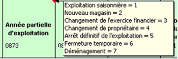 La figure 6b s'applique à vous seulement si votre magasin était ouvert qu'une partie de l'année. Appuyez sur la touche 'Tab' pour naviguer dans la liste et choisissez la description qui correspond le mieux à votre situation. La figure 6b s'applique à vous seulement si votre magasin était ouvert qu'une partie de l'année. Appuyez sur la touche 'Tab' pour naviguer dans la liste et choisissez la description qui correspond le mieux à votre situation.