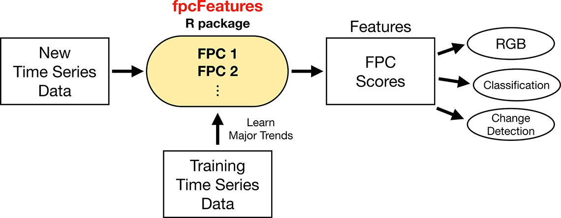 Schematic of FPCA-based feature extraction workflow.
