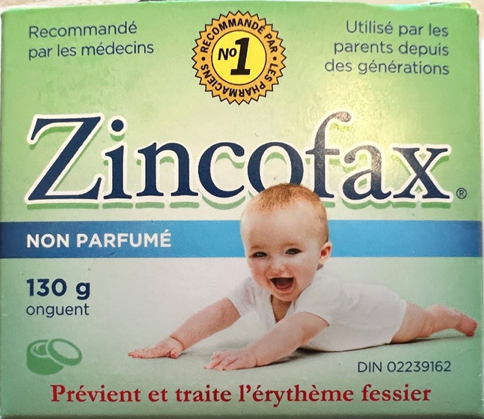 Photo d'un produit de santé naturel, la crème pour bébé Zincofax