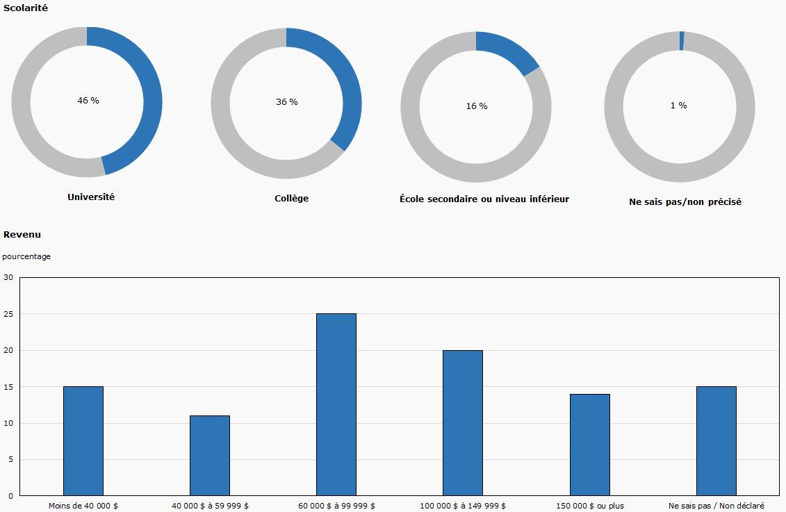Profil des répondants : La scolarité et le revenu