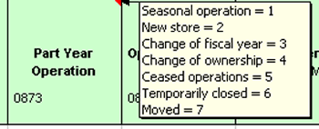 Figure 6b pertains to you if your store was only open part of the year. As you tab down the list, choose the description that most closely relates to your situation.