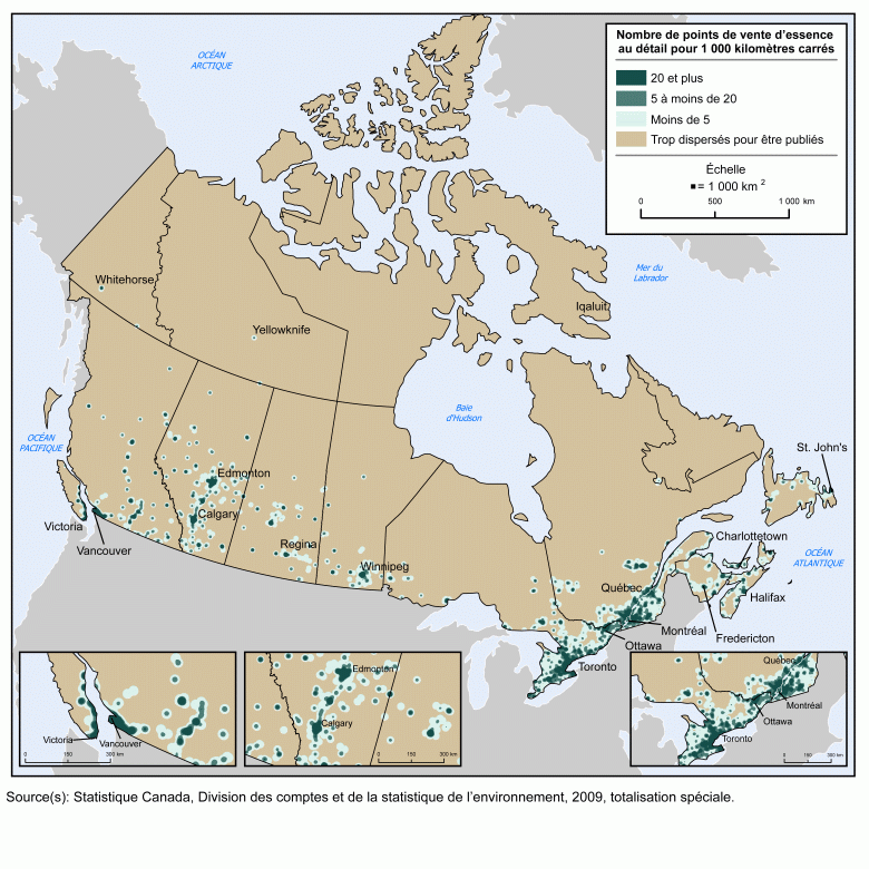 Carte - Postes d’essence, 2009